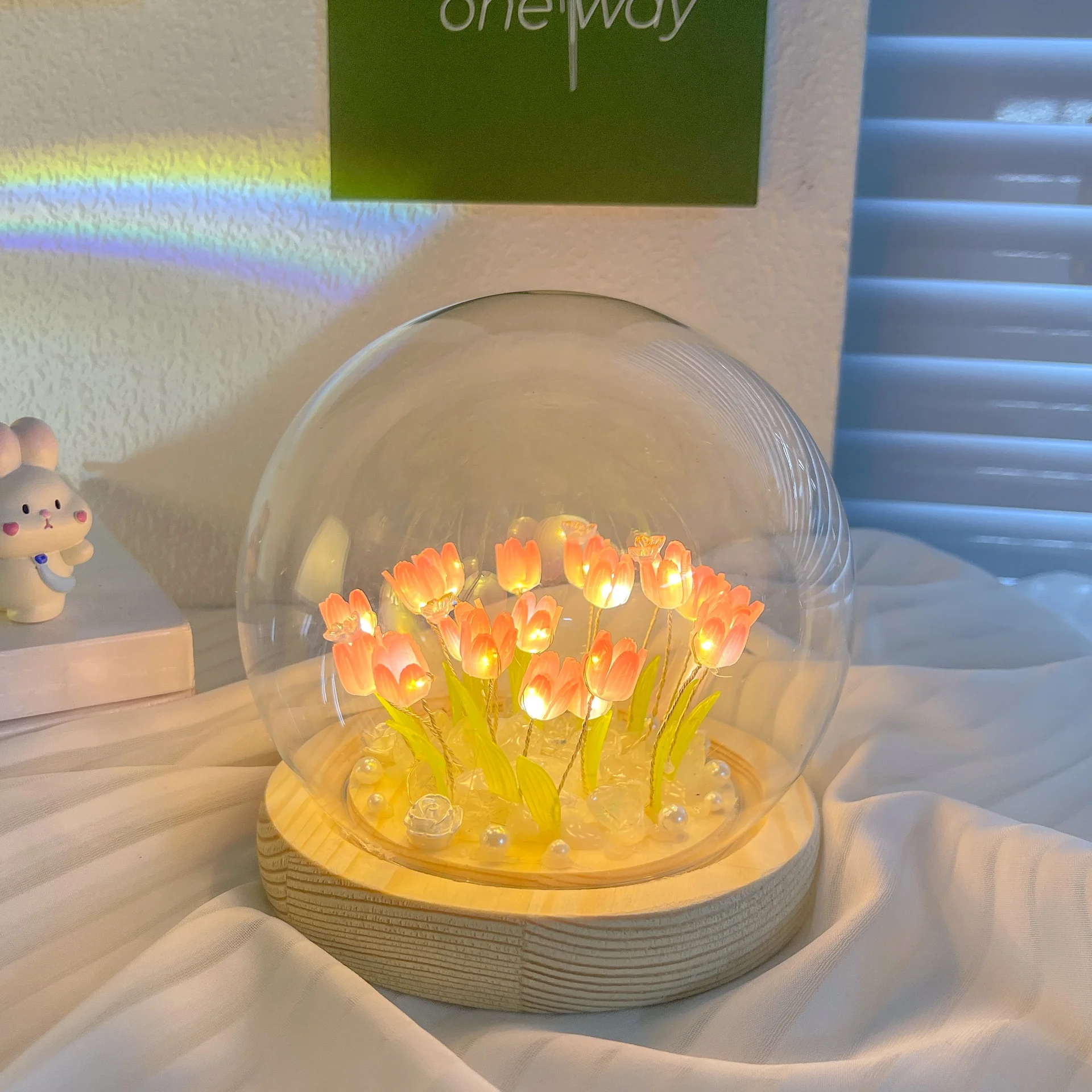 Kids Outdoor Movie Night - LED DIY Handgemachte Mini-Tulpen-Nachtlicht-Materialien, niedliche Heimdekoration,
