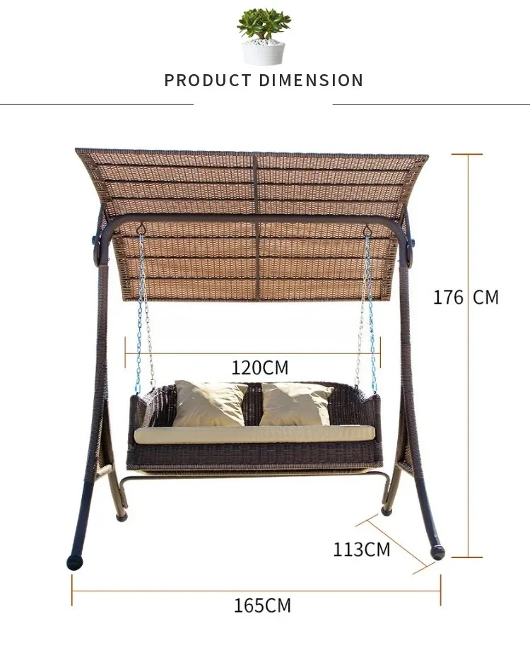 Kids Outdoor Lawn Chair - Heißer Verkauf 2-Personen-Garten-Rattan-Schaukel-Hängemattenstuhl für Kinder und