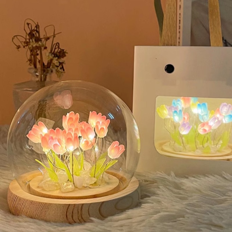 Kids Outdoor Movie Night - DIY Handgemachtes Mini-Tulpen-Nachtlicht Materialien Niedliche Heimdekoration