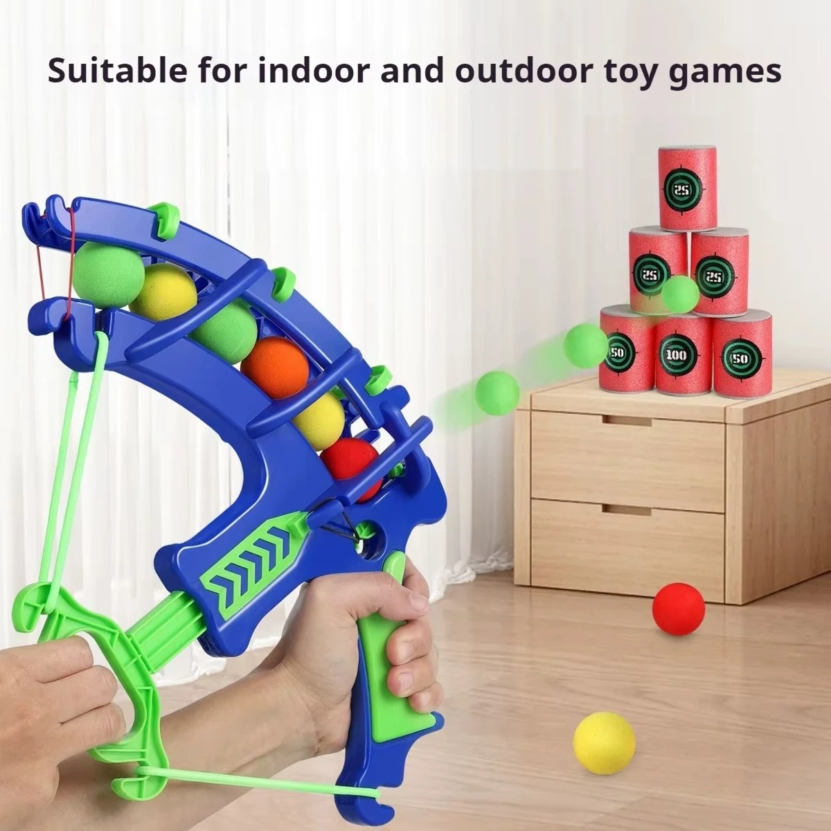 Kids Outdoor Games For Party - Sport-Schleuder-Zielscheiben-Seifenblasenpistole mit weichen Bällen – Automatischer