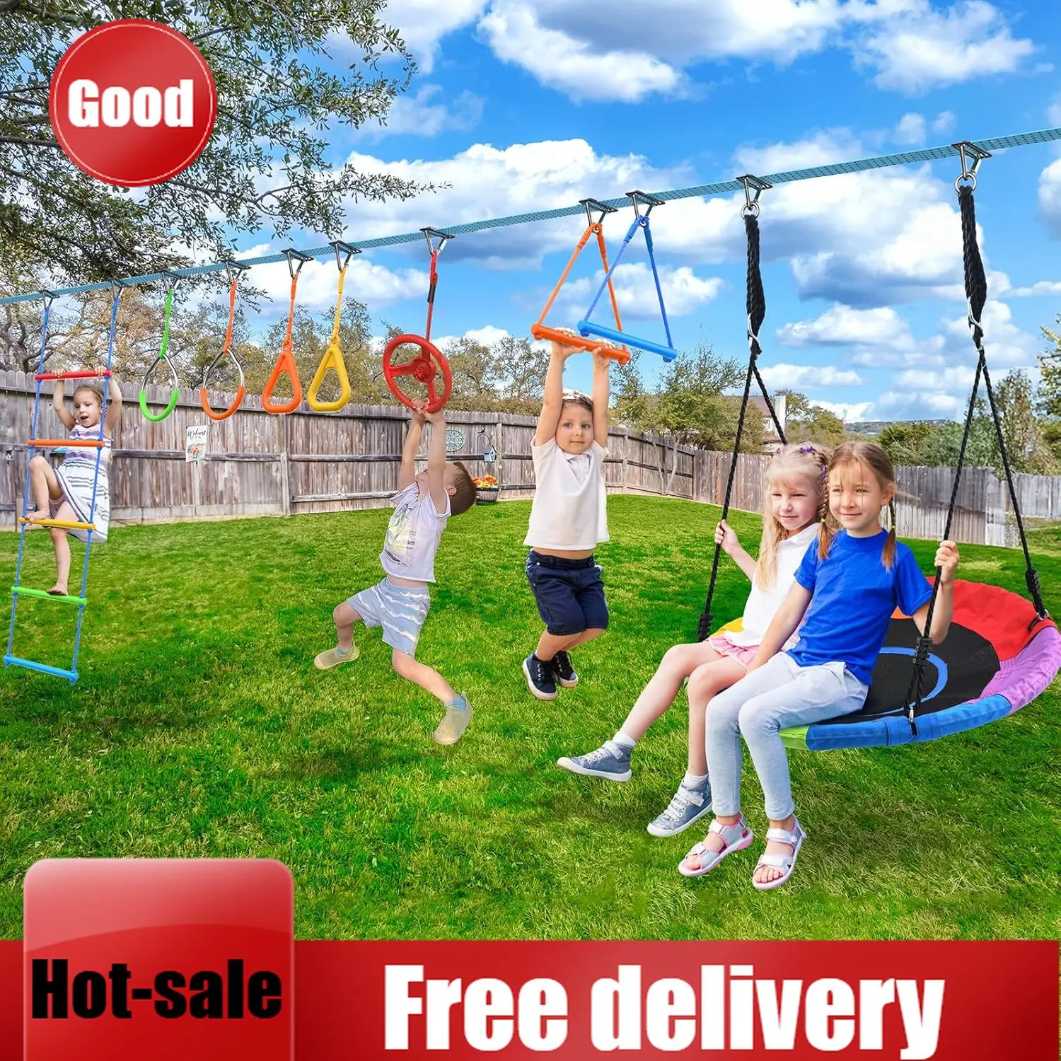 Kids Outdoor Ninja Playset - Aktionspreis: Hapfan 50 FT Ninja Warrior