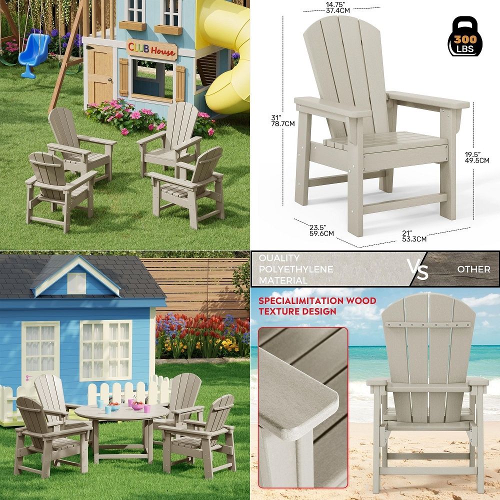 Kinder-Adirondack-Stuhl-Set, 4 – Kids Outdoor Lawn Chair Bewertung und Preis