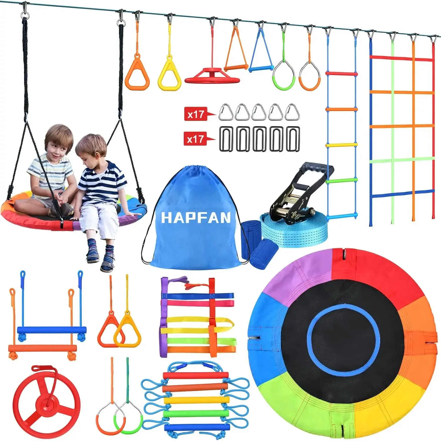Aktionspreis: Hapfan 50 FT Nin – Kids Outdoor Ninja Playset Bewertung und Preis